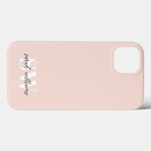 Modern Personalisierter Monogramm Name Rosa Case-Mate iPhone Hülle (Rückseite (Horizontal))