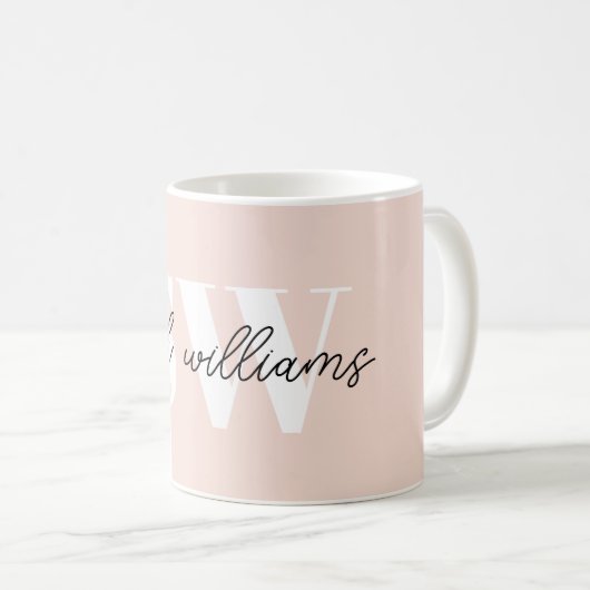 Modern Personalisierter Monogramm Name Rosa Kaffeetasse (VorderseiteRechts)