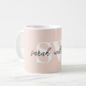 Modern Personalisierter Monogramm Name Rosa Kaffeetasse (Vorderseite Links)