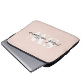 Modern Personalisierter Monogramm Name Rosa Laptopschutzhülle (Vorne Knopf)