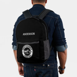 Modern Personalisierter Name Motorrad Monogramm Bedruckter Rucksack