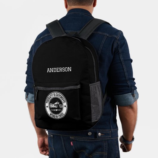 Modern Personalisierter Name Motorrad Monogramm Bedruckter Rucksack (Insitu (Modell))