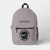 Modern Personalisierter Name Motorrad Monogramm Bedruckter Rucksack (Vorderseite)