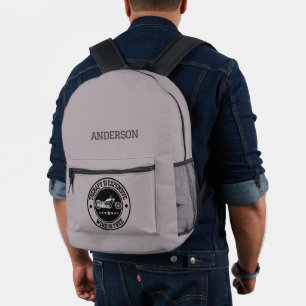 Modern Personalisierter Name Motorrad Monogramm Bedruckter Rucksack