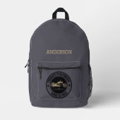 Modern Personalisierter Name Motorrad Monogramm Bedruckter Rucksack (Vorderseite)