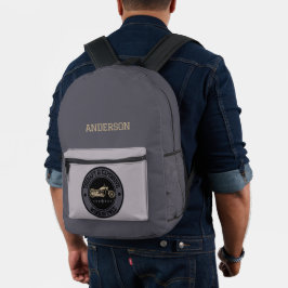 Modern Personalisierter Name Motorrad Monogramm Bedruckter Rucksack