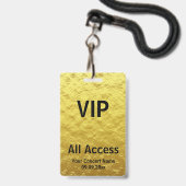 Modern Personalisiertes Gold Black VIP Zugang Ausweis (Vorderseite mit Schlüsselband)