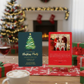 Modern Personalize Gold Red Green Tree Christmas  Folieneinladung