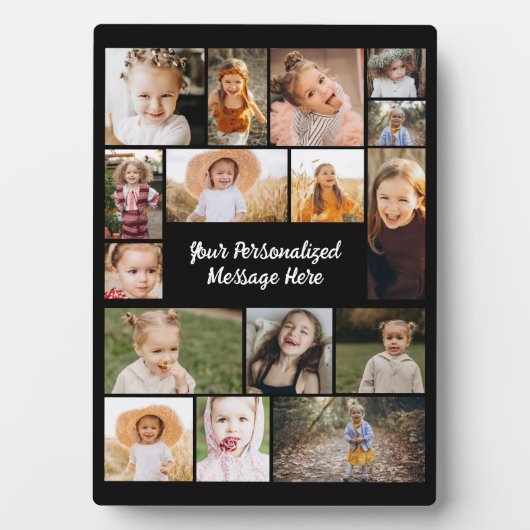 Modern Personalized 16 Photo Collage Fotoplatte (Vorderseite)