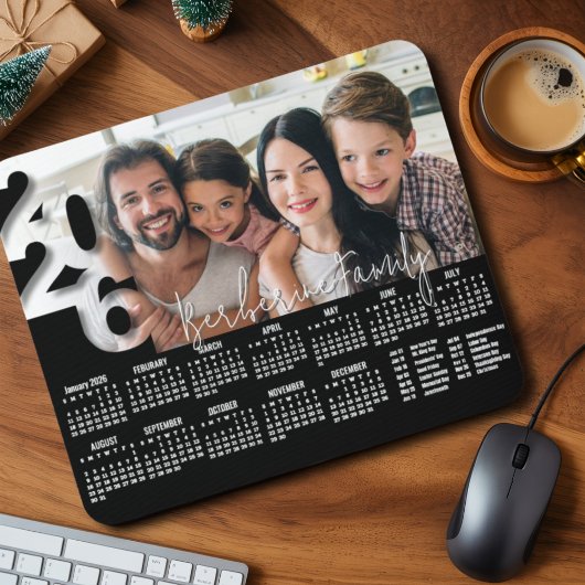 Modern Personalized 2026 Desk Calendar Photo Cute Mousepad
