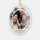 Modern Personalized 2-Photo Cutout Frame Christmas Keramik Ornament (Rechts)