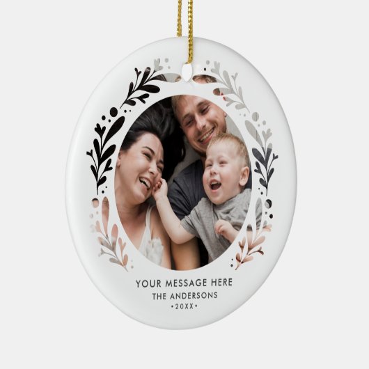 Modern Personalized 2-Photo Cutout Frame Christmas Keramik Ornament (Rechts)