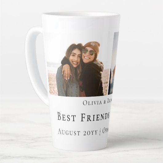 Modern Personalized Best Friends Forever 2 Photo Milchtasse (Linke Ecke)