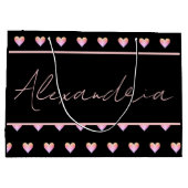 Modern Personalized Black Heart Große Geschenktüte (Rückseite)