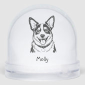 Modern Personalized Blue Heeler Dog Christmas Schneekugeln (Rückseite)