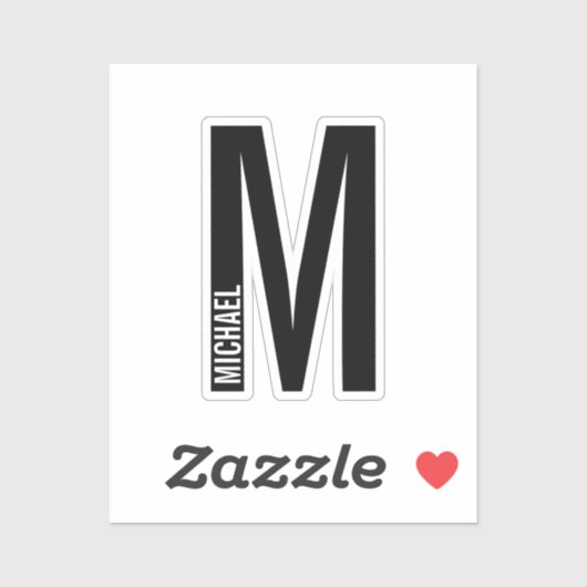 Modern Personalized Bold Monogram and Name Aufkleber (Blatt)