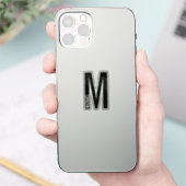 Modern Personalized Bold Monogram and Name Aufkleber (Telefon)