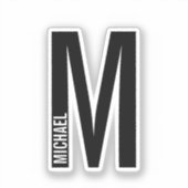 Modern Personalized Bold Monogram and Name Aufkleber (Vorderseite)