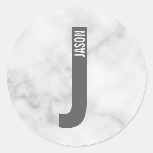 Modern Personalized Bold Monogram and Name Runder Aufkleber (Vorderseite)