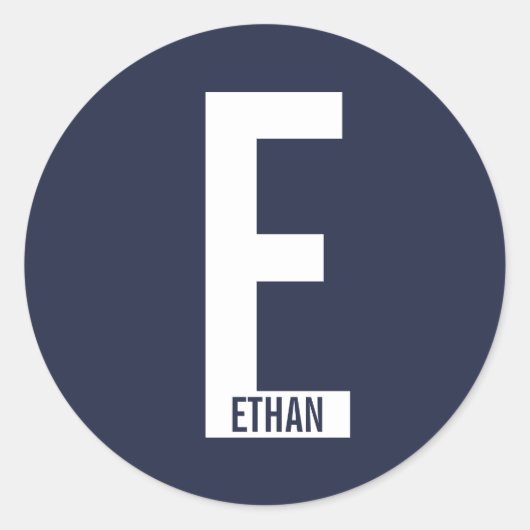 Modern Personalized Bold Monogram and Name Runder Aufkleber (Vorderseite)