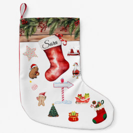 Modern Personalized Christmas Stocking Red & White Kleiner Weihnachtsstrumpf