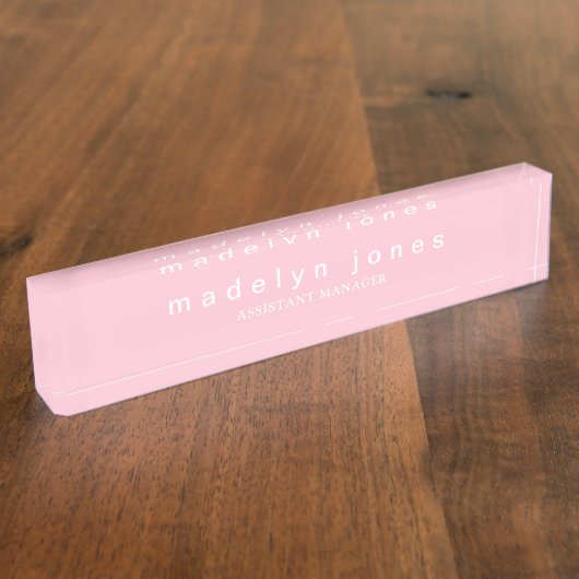 Modern Personalized Cotton Candy Pink Namensplakette (Seite)