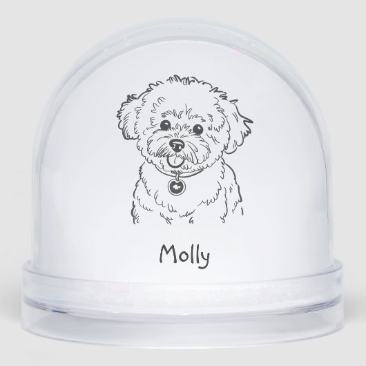 Modern Personalized Dog Christmas Schneekugeln (Vorderseite)