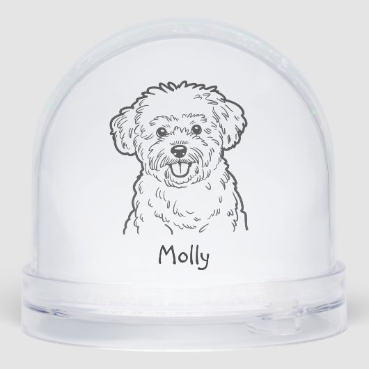 Modern Personalized Dog Christmas Schneekugeln (Rückseite)