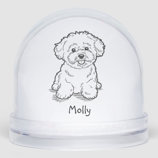 Modern Personalized Dog Christmas Schneekugeln (Vorderseite)