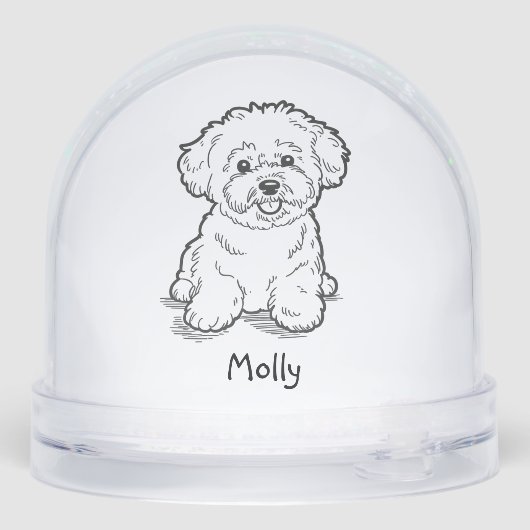 Modern Personalized Dog Christmas Schneekugeln (Rückseite)