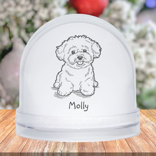 Modern Personalized Dog Christmas Schneekugeln
