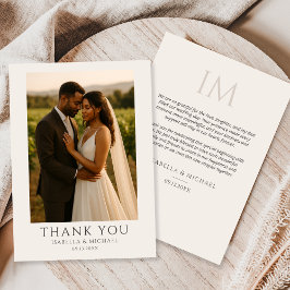 Modern Personalized Elegant Photo Wedding  Dankeskarte