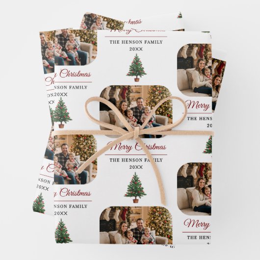Modern Personalized Family Photo Christmas Geschenkpapier Set (Beispiel)