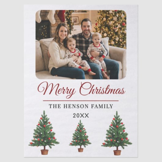 Modern Personalized Family Photo Christmas Seidenpapier (Vorderseite)