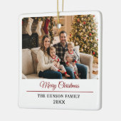 Modern Personalized Family Photo Merry Christmas Keramikornament (Links)