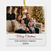 Modern Personalized Family Photo Merry Christmas Keramikornament (Vorderseite)