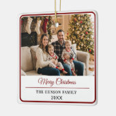 Modern Personalized Family Photo Merry Christmas Keramikornament (Links)