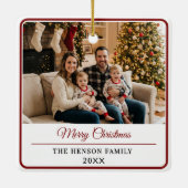 Modern Personalized Family Photo Merry Christmas Keramikornament (Rückseite)