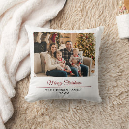 Modern Personalized Family Photo Merry Christmas  Kissen