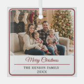 Modern Personalized Family Photo Merry Christmas  Ornament Aus Glas (Vorderseite)