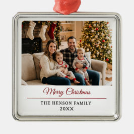 Modern Personalized Family Photo Merry Christmas  Ornament Aus Metall