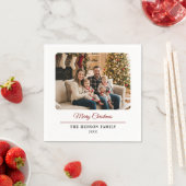 Modern Personalized Family Photo Merry Christmas Serviette (Beispiel)