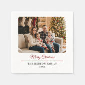 Modern Personalized Family Photo Merry Christmas Serviette (Vorderseite)