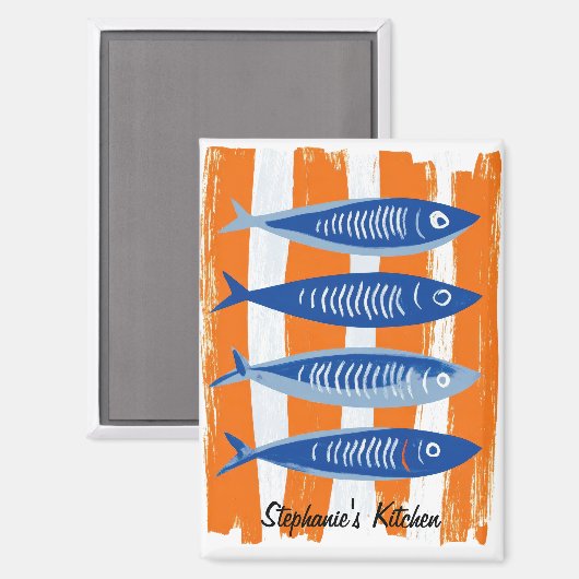 Modern Personalized Fish Kitchen  Magnet (Vorderseite/Rückseite)