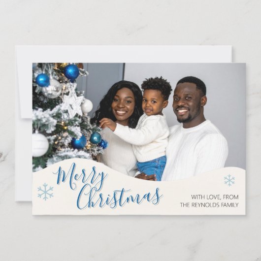 Modern Personalized Flat Christmas Greeting Card Dankeskarte (Vorderseite)