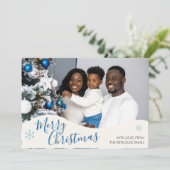 Modern Personalized Flat Christmas Greeting Card Dankeskarte (Stehend Vorderseite)