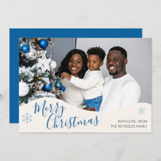 Modern Personalized Flat Christmas Greeting Card Dankeskarte (Vorne/Hinten)