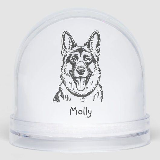 Modern Personalized German Shepherd Dog Christmas Schneekugeln (Vorderseite)