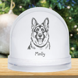 Modern Personalized German Shepherd Dog Christmas Schneekugeln