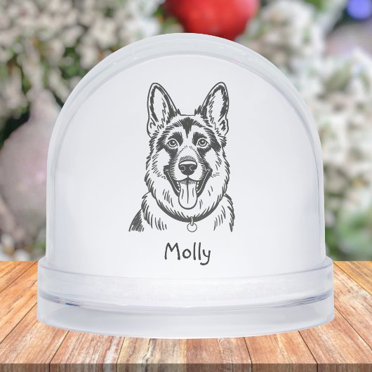 Modern Personalized German Shepherd Dog Christmas Schneekugeln